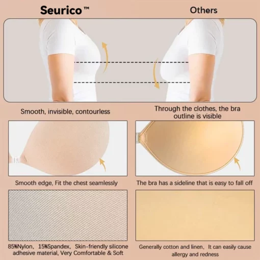 Seurico™ Strapless Adhesive Bra-Backless Reusable Invisible Push Up Bra