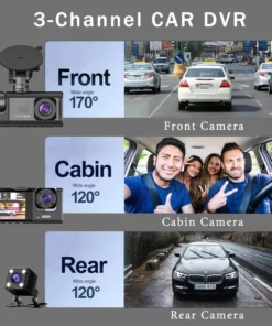 Seurico™ Three-Channel Dash Cam with IR Night Vision & G-Sensor