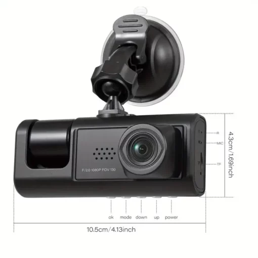 Seurico™ Three-Channel Dash Cam with IR Night Vision & G-Sensor