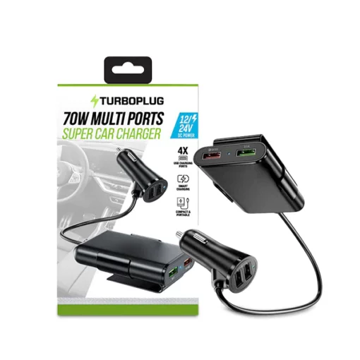 TurboPlug 70W Multi Ports Super Car Charger