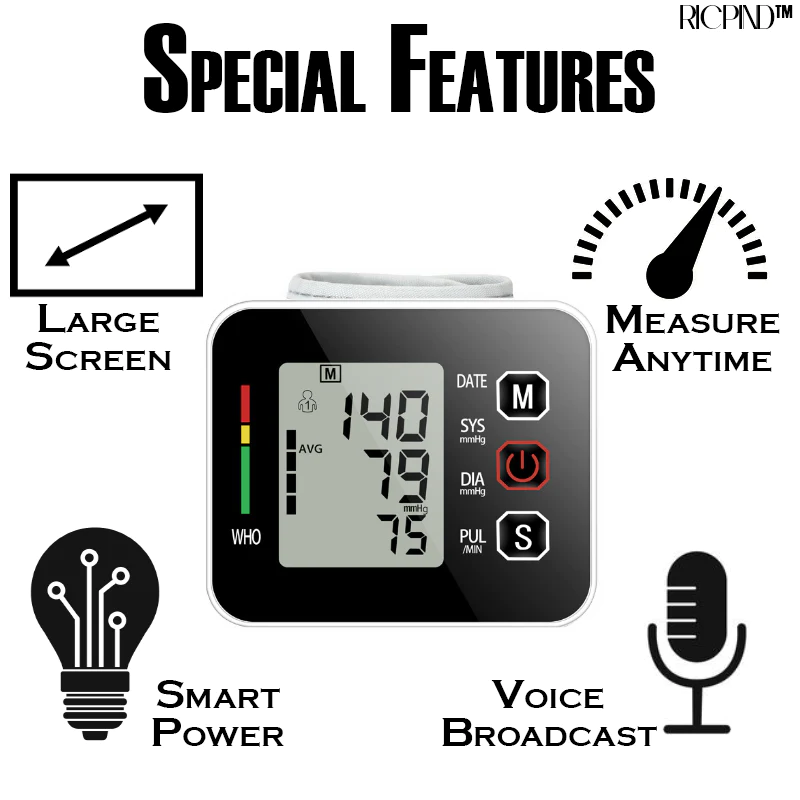 RICPIND Automatic Wrist Blood Pressure Monitor