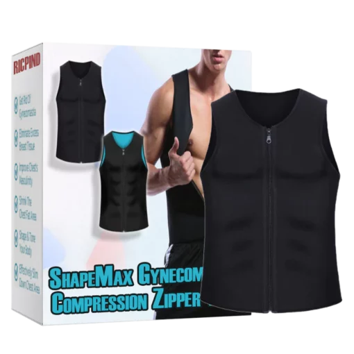 RICPIND ShapeMax Gynecomastia Compression Zipper Vest