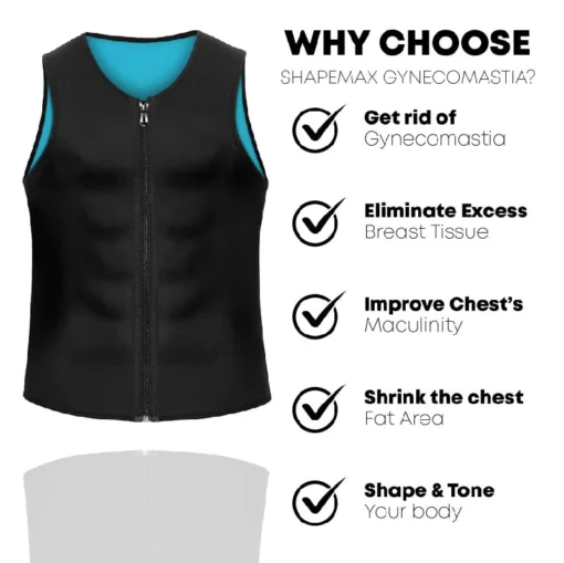 RICPIND ShapeMax Gynecomastia Compression Zipper Vest