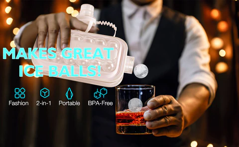 Whiskey Ice Cube Trays 2 in 1 Portable Ice Ball Maker