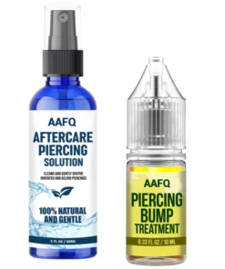 AAFQ™ 2PC Piercing Aftercare Set - Saline Cleanser Spray Keloid Bump Removal - Wound Wash Soothe Scar Moisturize Skin - Natural Recovery Solution