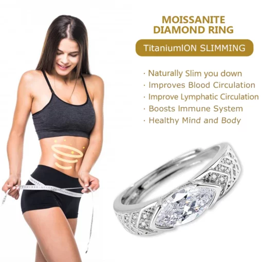 Magnetology Lymphvity Therapy Titanium ION Moissanite Diamond Ring