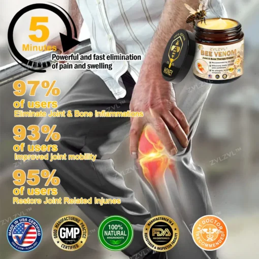 ZVLZVL™ Bee Venom Instant Pain Relief Arthritis Therapy Cream - Image 8