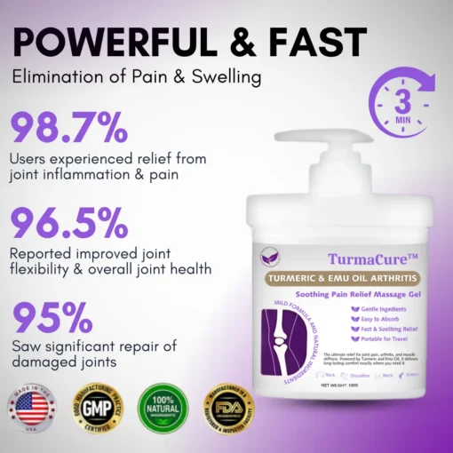 TurmaCure™ Turmeric & Emu Oil Arthritis Soothing Pain Relief Massage Gel